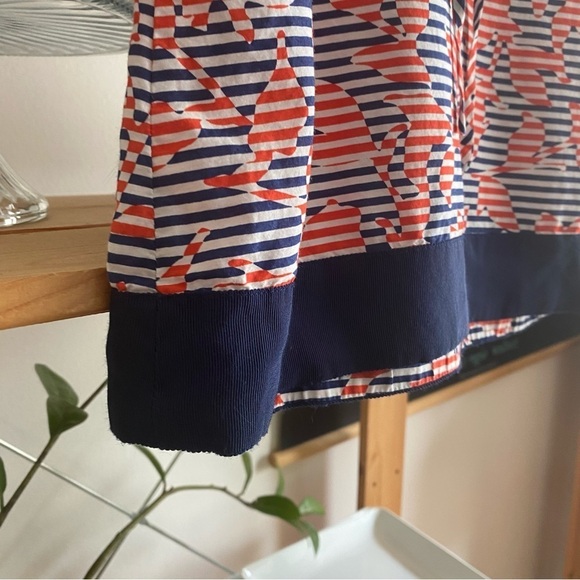 Oscar de la Renta Red Blue White Print Long Sleeve Tunic Dress - Picture 7 of 12